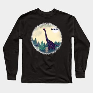 Brontosaurus and Velociraptor Christmas Long Sleeve T-Shirt